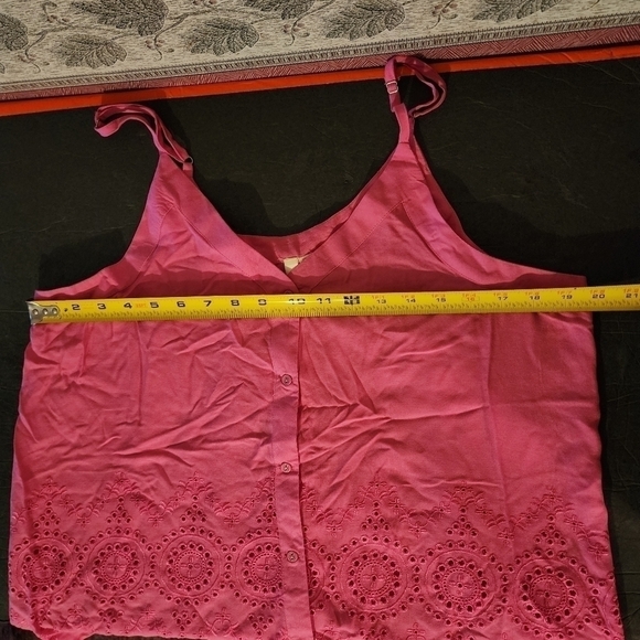 Marisol Pink Eyelet Button Down Rayon Cami Size L NWT - Picture 8 of 9